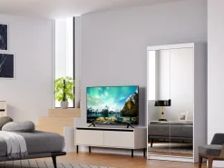 Zestawy Mebli Do Przedpokoju|Szafy Modułowe></noscript>Lempert Biała dwudrzwiowa szafa modułowa z lustrem 90 cm KUBA biały