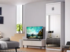 Zestawy Mebli Do Przedpokoju|Szafy Modułowe></noscript>Lempert Biała dwudrzwiowa szafa modułowa z lustrem 90 cm KUBA biały