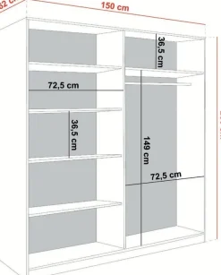 Zestawy Mebli Do Przedpokoju|Szafy Do Przedpokoju></noscript>KIER Biała dwudrzwiowa szafa przesuwna do sypialni 150 cm TARO biały
