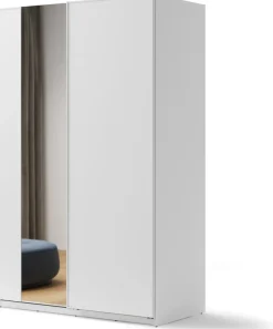 Szafy Dwudrzwiowe|Szafy Do Przedpokoju>lenart. Biała dwudrzwiowa szafa przesuwna z lustrem 150 cm MAXI