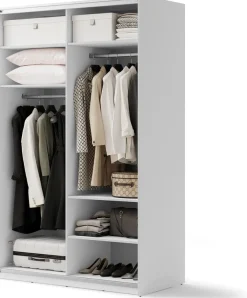 Szafy Dwudrzwiowe|Szafy Do Przedpokoju>lenart. Biała dwudrzwiowa szafa przesuwna z lustrem 150 cm MAXI