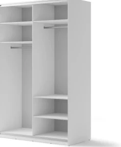 Szafy Dwudrzwiowe|Szafy Do Przedpokoju></noscript>lenart. Biała dwudrzwiowa szafa przesuwna z lustrem 150 cm MAXI