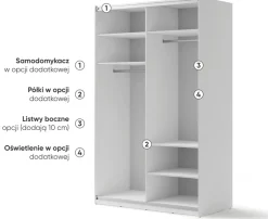 Szafy Dwudrzwiowe|Szafy Do Przedpokoju></noscript>lenart. Biała dwudrzwiowa szafa przesuwna z lustrem 150 cm MAXI