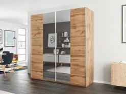 Szafy Dwudrzwiowe|Szafy Z Lustrem></noscript>Stolar Biała dwudrzwiowa szafa przesuwna z lustrem 200 cm PARDO biały