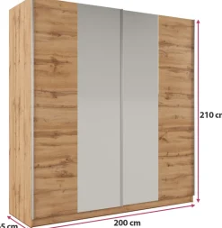 Szafy Dwudrzwiowe|Szafy Z Lustrem></noscript>Stolar Biała dwudrzwiowa szafa przesuwna z lustrem 200 cm PARDO biały