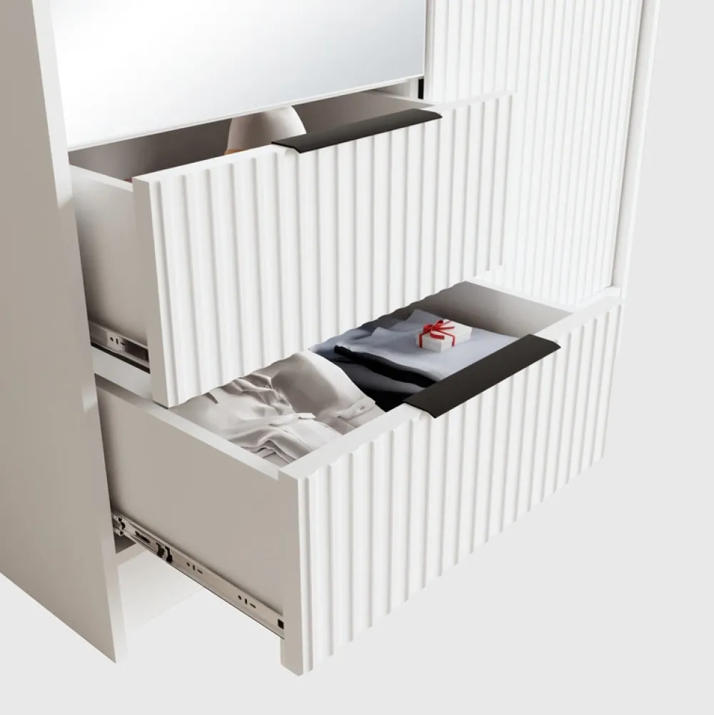 Zestawy Mebli Do Przedpokoju|Szafy Dwudrzwiowe>Arton Biała dwudrzwiowa szafa uchylna 102 cm z półkami NEXUS biały