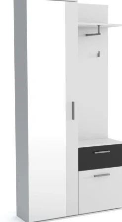 Garderoby|Zestawy Mebli Do Przedpokoju>Meblohand Biała garderoba do przedpokoju z lustrem JOVITA