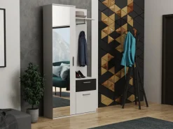 Garderoby|Zestawy Mebli Do Przedpokoju>Meblohand Biała garderoba do przedpokoju z lustrem JOVITA