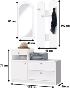 Garderoby>MARIDEX Biała garderoba z lustrem do przedpokoju GENUA