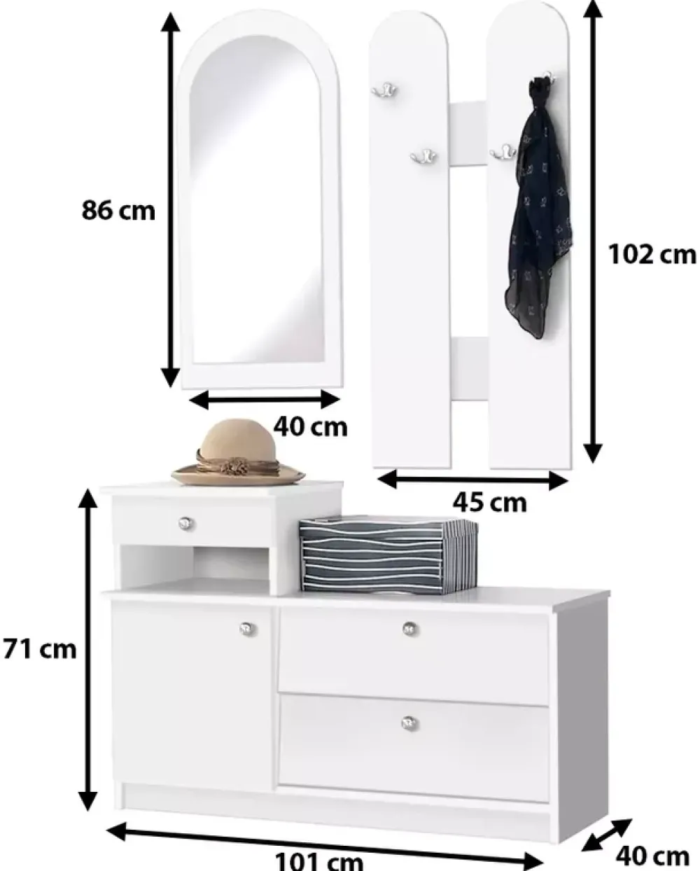 Garderoby>MARIDEX Biała garderoba z lustrem do przedpokoju GENUA