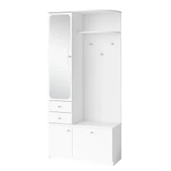 Garderoby|Zestawy Mebli Do Przedpokoju>MARIDEX Biała garderoba z lustrem i wieszakiem 90 cm CARTES
