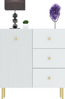 Komody></noscript>INTER MEBLE Biała komoda 91 cm do salonu VALTEO z szufladami biały