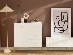 Komody></noscript>INTER MEBLE Biała komoda 91 cm do salonu VALTEO z szufladami biały