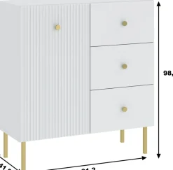 Komody></noscript>INTER MEBLE Biała komoda 91 cm do salonu VALTEO z szufladami biały