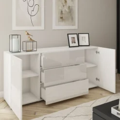 Komody|Zestawy Mebli Do Salonu>BRATEX Biała komoda 150 cm do salonu z szufladami BRAVIN