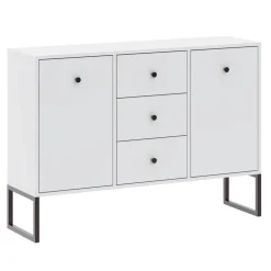 Komody>INTER MEBLE Biała komoda 115 cm do salonu z szufladami i drzwiczkami LAMORI biały