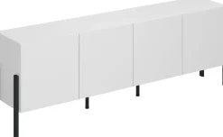 Zestawy Mebli Do Salonu|Komody></noscript>Helvetia Biała komoda do salonu 204 cm czterodrzwiowa z półkami biały