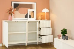 Zestawy Mebli Do Salonu|Komody>INTER MEBLE Biała komoda do salonu na nóżkach 180 cm BELLUNO biały