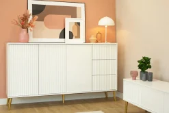 Zestawy Mebli Do Salonu|Komody></noscript>INTER MEBLE Biała komoda do salonu na nóżkach 180 cm BELLUNO biały