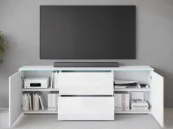 Komody>BRATEX Biała komoda do salonu nowoczesna VEXA z szufladami