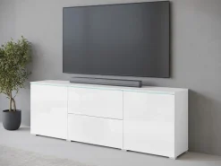 Komody></noscript>BRATEX Biała komoda do salonu nowoczesna VEXA z szufladami