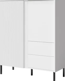 Zestawy Mebli Do Salonu|Komody>JUREK Biała komoda do salonu z lamelami 100 cm MALEZJA biały