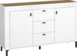 Zestawy Mebli Do Sypialni|Zestawy Mebli Do Salonu>DOLMAR Biała komoda na nóżkach z drzwiami i szufladami 137 cm MISTY biały