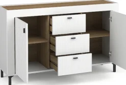 Zestawy Mebli Do Sypialni|Zestawy Mebli Do Salonu>DOLMAR Biała komoda na nóżkach z drzwiami i szufladami 137 cm MISTY biały