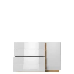 Zestawy Mebli Do Salonu|Komody></noscript>LASKI Biała komoda na wysoki połysk LINDA