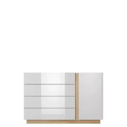 Zestawy Mebli Do Salonu|Komody></noscript>LASKI Biała komoda na wysoki połysk LINDA