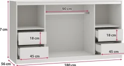 Komody></noscript>BROMARKT Biała komoda przesuwna 180 cm z szufladami i drążkiem TOP biały