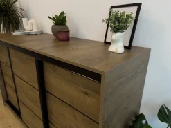 Komody></noscript>BROMARKT Biała komoda przesuwna 200 cm z szufladami i drążkiem LOFT biały