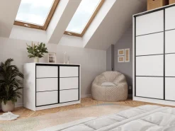 Komody></noscript>BROMARKT Biała komoda przesuwna 120 cm z szufladami LOFT biały