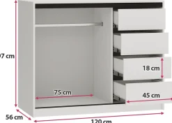 Komody></noscript>BROMARKT Biała komoda przesuwna 120 cm z szufladami LOFT biały