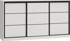 Komody>BROMARKT Biała komoda trzydrzwiowa z szufladami i drążkiem LOFT 180 cm biały