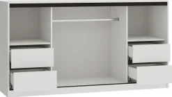 Komody>BROMARKT Biała komoda trzydrzwiowa z szufladami i drążkiem LOFT 180 cm biały