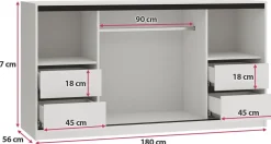 Komody></noscript>BROMARKT Biała komoda trzydrzwiowa z szufladami i drążkiem LOFT 180 cm biały