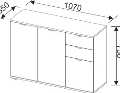 Komody></noscript>INTER MEBLE Biała komoda trzydrzwiowa 107 cm do salonu z szufladami ELARO biały