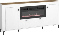 Zestawy Mebli Do Sypialni|Zestawy Mebli Do Salonu>DOLMAR Biała komoda z kominkiem grzewczym 177 cm MISTY biały