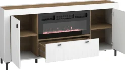 Zestawy Mebli Do Sypialni|Zestawy Mebli Do Salonu>DOLMAR Biała komoda z kominkiem grzewczym 177 cm MISTY biały