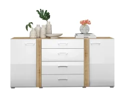 Zestawy Mebli Do Salonu|Komody></noscript>ML Meble Biała komoda z szufladami i drzwiami 190 cm ADAGIO cichy domyk