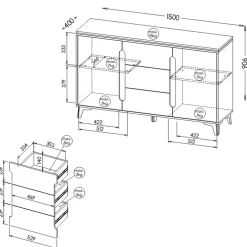 Zestawy Mebli Do Salonu|Komody></noscript>DOLMAR Biała komoda z szufladami do salonu 150 cm GUSTO
