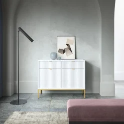 Komody></noscript>PIASKI Biała komoda z szufladami AVANTI biały