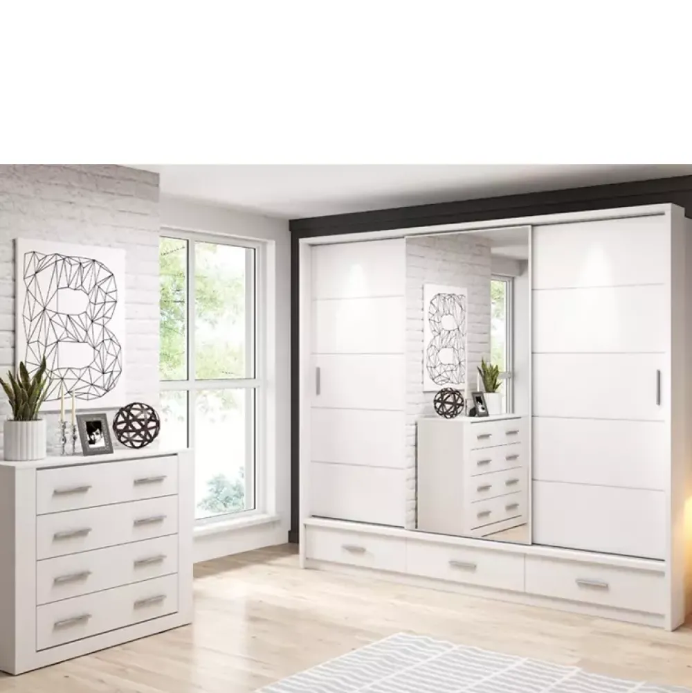 Zestawy Mebli Do Sypialni|Komody>lenart. Biała komoda z szufladami do sypialni 100 cm ARTI biały