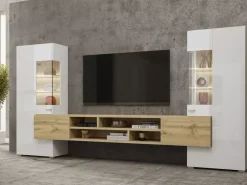 Zestawy Mebli Do Salonu|Meblościanki>Helvetia Biała meblościanka do salonu CAMBODE