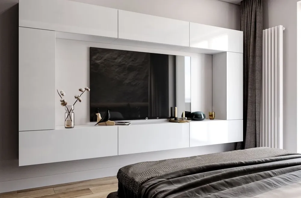 Zestawy Mebli Do Salonu|Meblościanki>BROMARKT Biała meblościanka do salonu PREMIUM biały