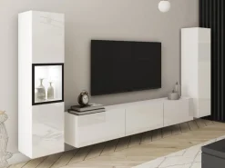 Zestawy Mebli Do Salonu|Meblościanki>BRATEX Biała meblościanka do salonu BRAVIN biały