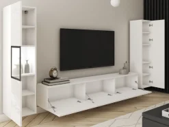 Zestawy Mebli Do Salonu|Meblościanki>BRATEX Biała meblościanka do salonu BRAVIN biały