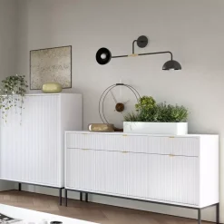 Zestawy Mebli Do Salonu|Meblościanki>PIASKI Biała meblościanka z komodą do salonu AVANTI biały