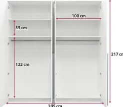 Szafy Młodzieżowe|Szafy Otwierane></noscript>Stolar Biała nowoczesna czterodrzwiowa szafa uchylna 205 cm GENEWA biały
